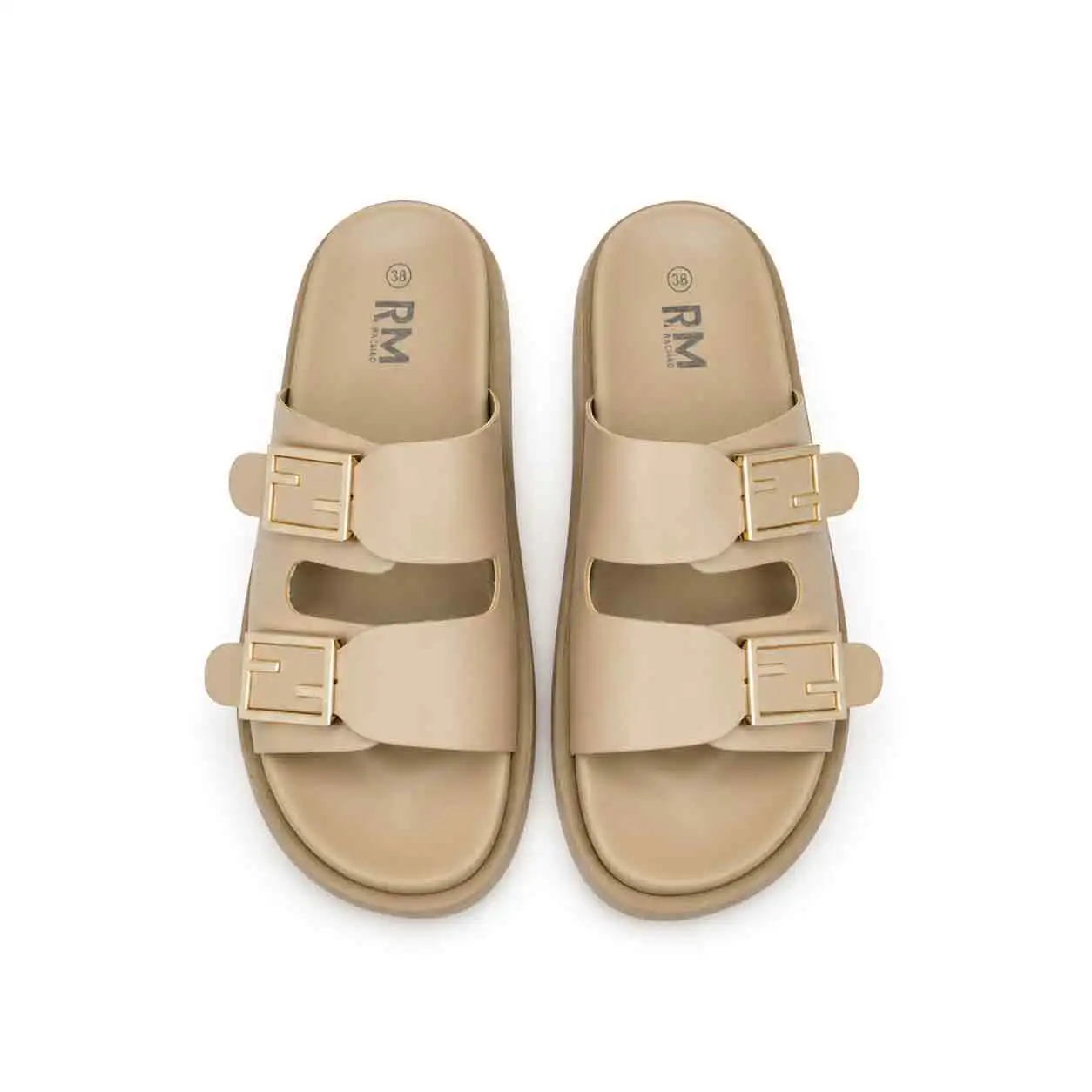 Sandale Compense pour femme 8099 beige miniature